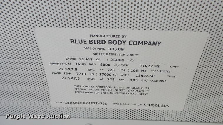 image for item DG2834 2010 Blue Bird Vision school bus