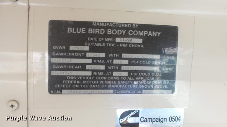 image for item DG2839 1999 Blue Bird TC2000 school bus