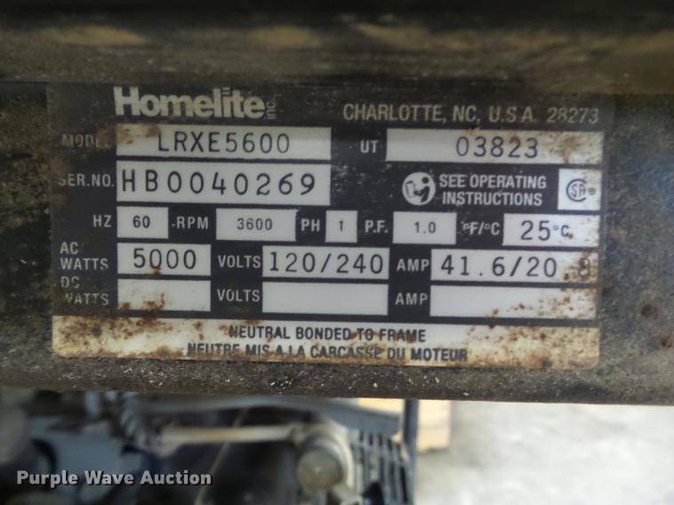 image for item DZ9492 Homelite CRXE5600 generator