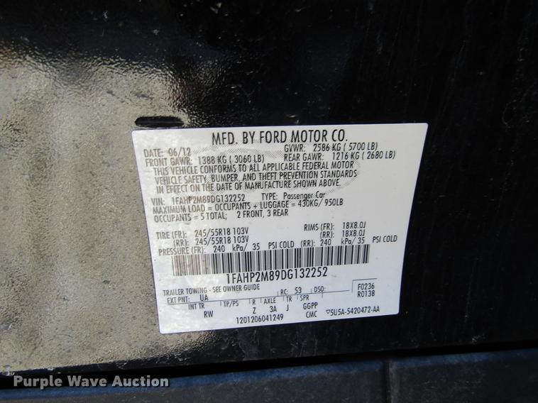 image for item EU9528 2013 Ford Taurus Police Interceptor