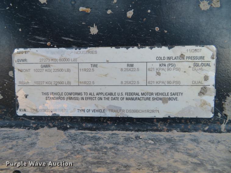 image for item DE5029 2008 Side Dump Industries DS39BCH1R2R11 side dump trailer