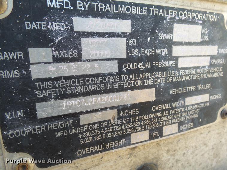 image for item DX9106 2002 Trailmoble dry van trailer