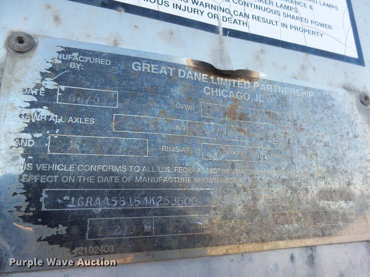 image for item DX9145 2004 Great Dane dry van trailer