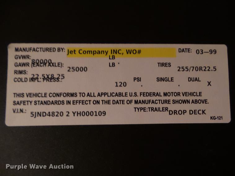 image for item DX9721 2000 Jet drop deck trailer