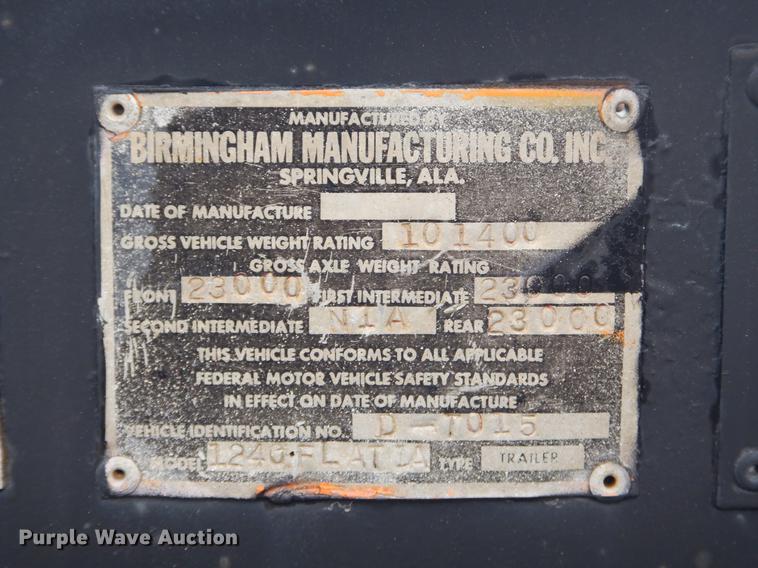 image for item ER9255 1974 Birmingham 1240FLATZA drop deck equipment trailer