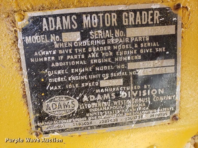 image for item AV9431 Adams 550 rigid frame motor grader