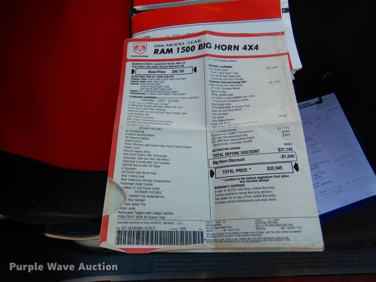 image for item DB9352 2006 Dodge Ram 1500 Quad Cab pickup truck