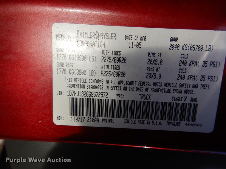 image for item DB9352 2006 Dodge Ram 1500 Quad Cab pickup truck