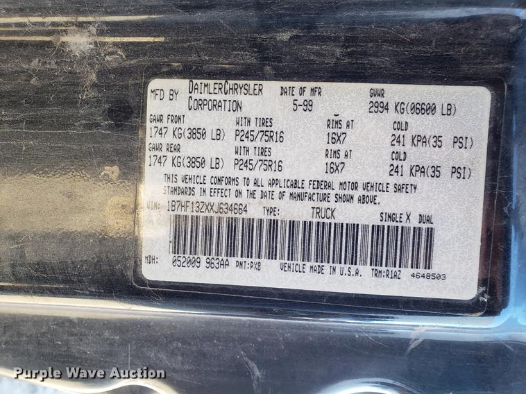 image for item DB9461 1999 Dodge Ram 1500 Quad Cab pickup truck