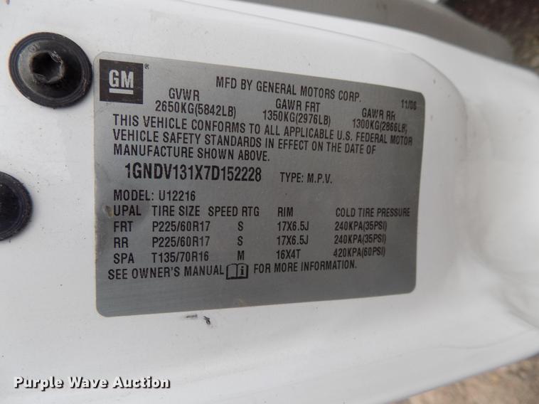 image for item DD3540 2007 Chevrolet Uplander van