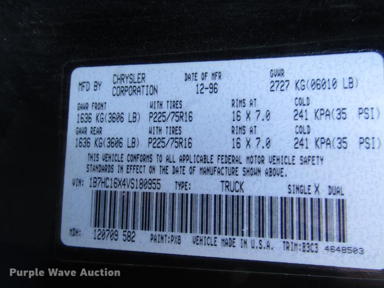 image for item DD3876 1997 Dodge Ram 1500 pickup truck