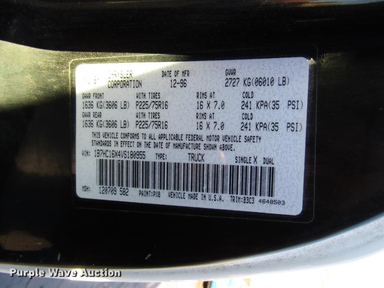 image for item DD3876 1997 Dodge Ram 1500 pickup truck