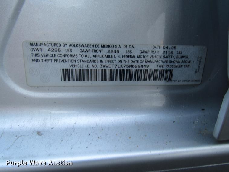 image for item DD3880 2005 Volkswagen New Jetta