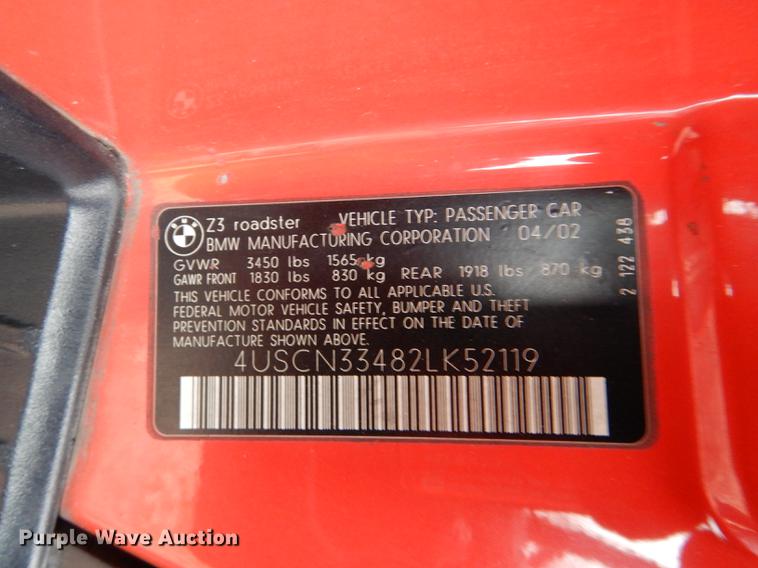 image for item DD8996 2002 BMW Z3 Roadster 2.5i convertible