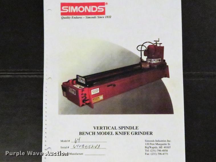 Simonds 64 bench knife grinder in Chesterfield, MO Item DE4966 sold