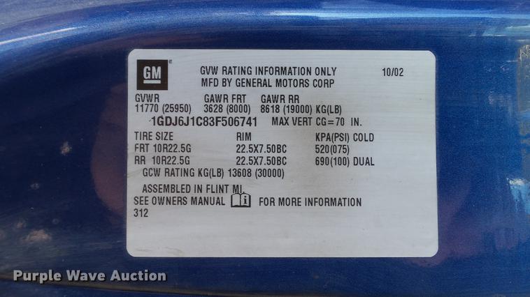 image for item DE4992 2003 GMC C6500 box truck