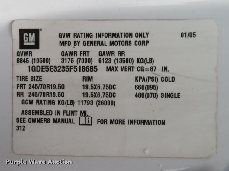 image for item DE5067 2005 GMC C5500 Crew Cab flatbed truck