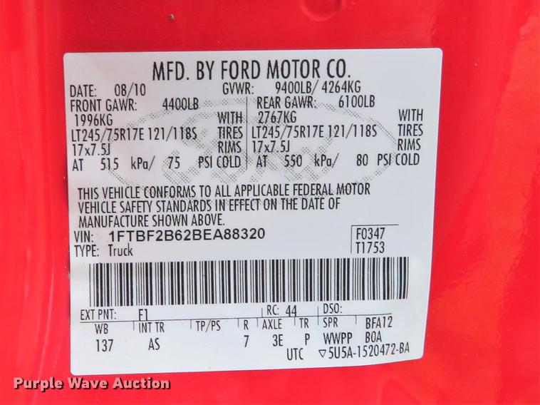 image for item DE5074 2011 Ford F250 Super Duty XL pickup truck