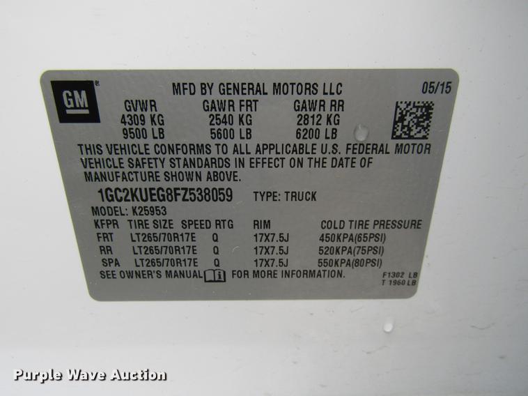 image for item DE5075 2015 Chevrolet Silverado 2500HD Double Cab pickup truck