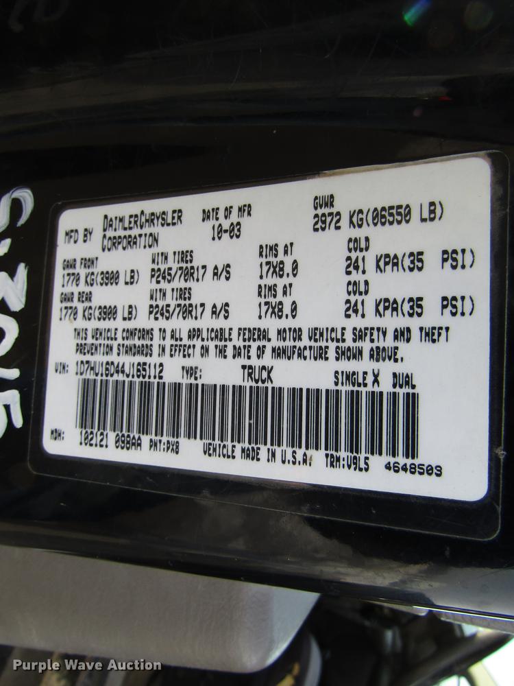 image for item DE5939 2004 Dodge Ram 1500 SLT pickup truck