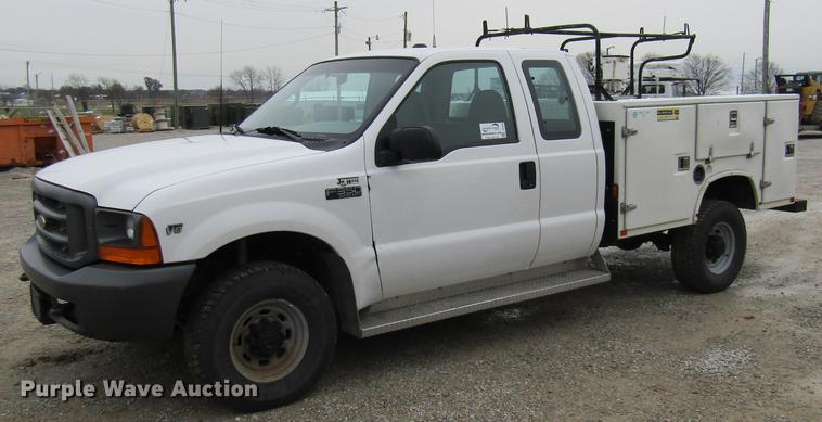 image for item DE5959 1999 Ford F350 Super Duty XL SuperCab utility bed pickup truck