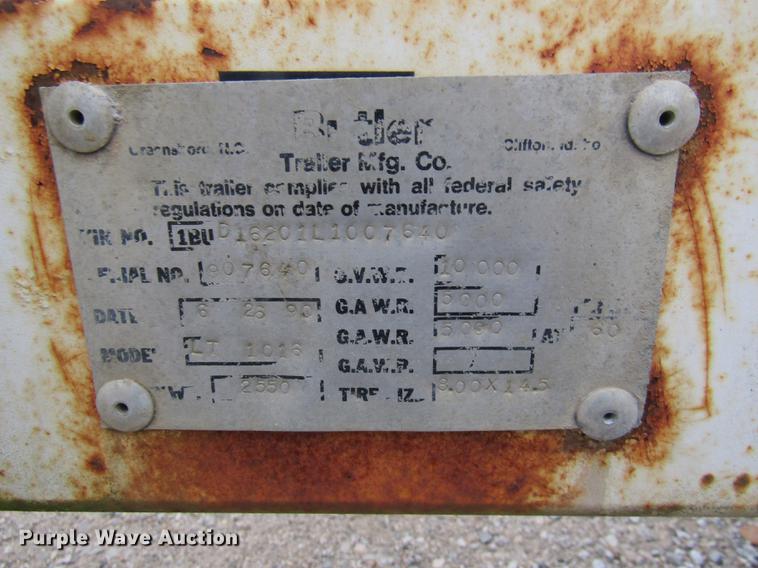 image for item DE5960 1990 Butler LT1016 tilt deck equipment trailer