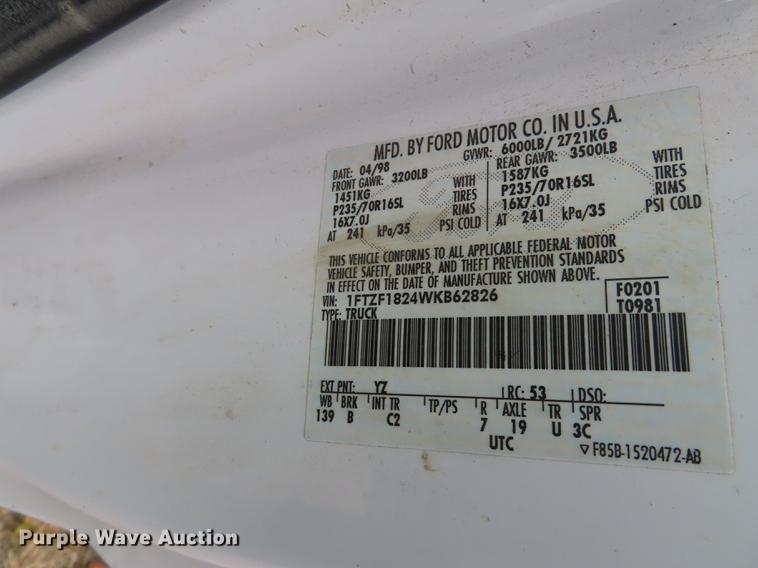 image for item DF1295 1998 Ford F150 pickup truck