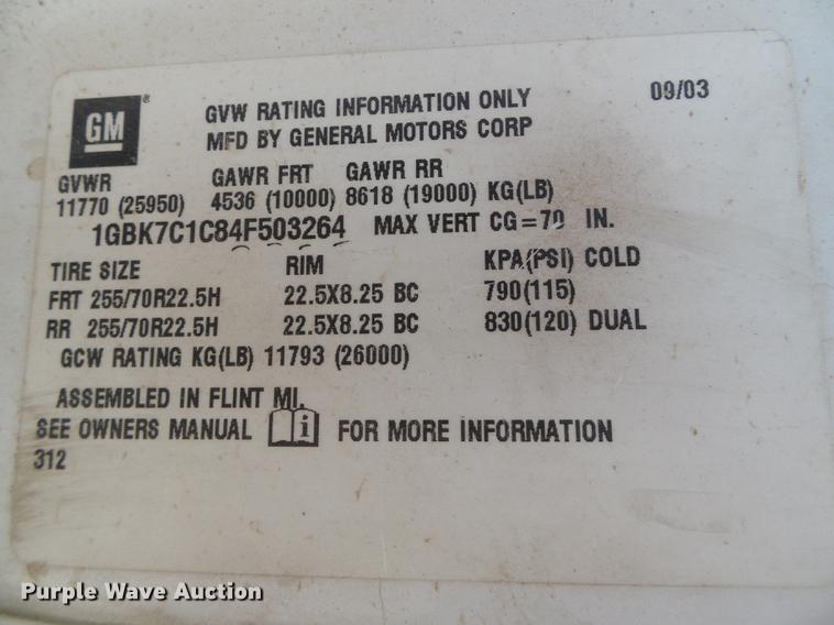 image for item DF2850 2004 Chevrolet C7500 service truck with crane