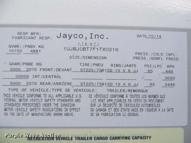 image for item DF2852 2015 Jayco Jayflight camper