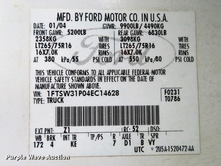 image for item DG3763 2004 Ford F350 Super Duty XL Crew Cab pickup truck