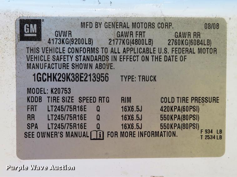 image for item DG3765 2008 Chevrolet Silverado 2500HD Ext. Cab utility bed pickup truck