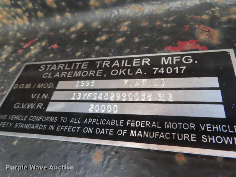 image for item DN9157 1995 Starlite drop deck trailer