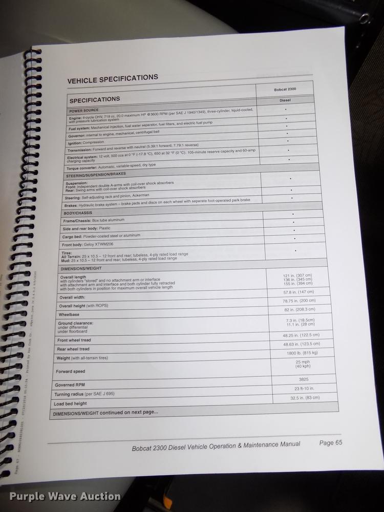 image for item DZ9609 2006 Bobcat 2300 utility vehicle