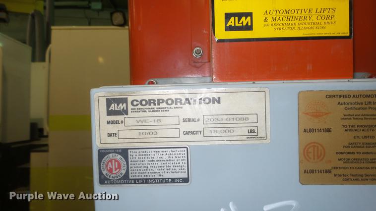 image for item EH9121 ALM WE-18 automotive lift system