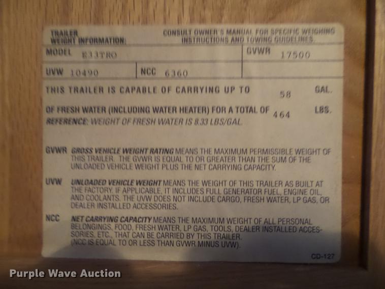 image for item EM9005 1999 Ex-Cel E33TR0 camper