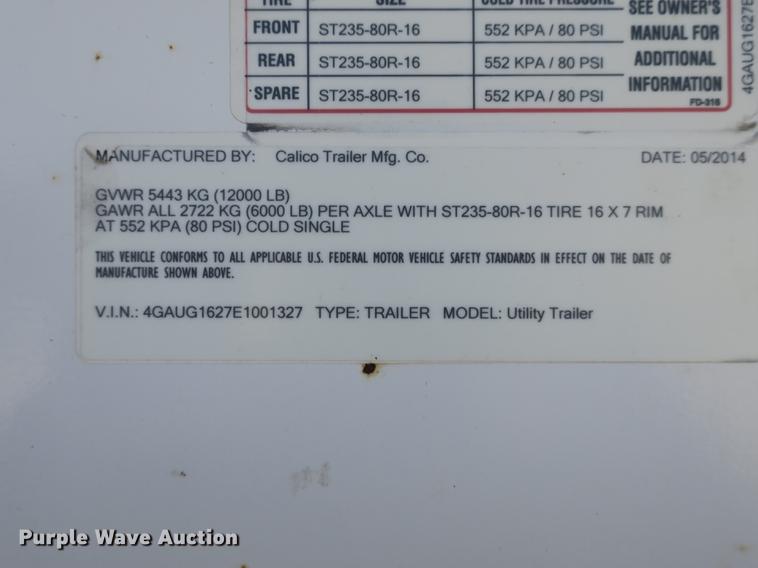 image for item EO9431 2014 Calico enclosed cargo trailer