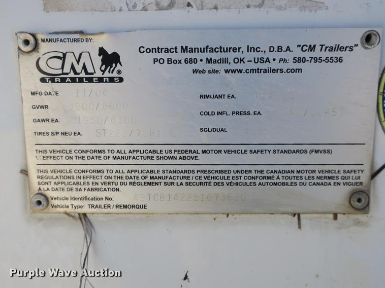 image for item EO9434 2005 Contract Mfg enclosed cargo trailer