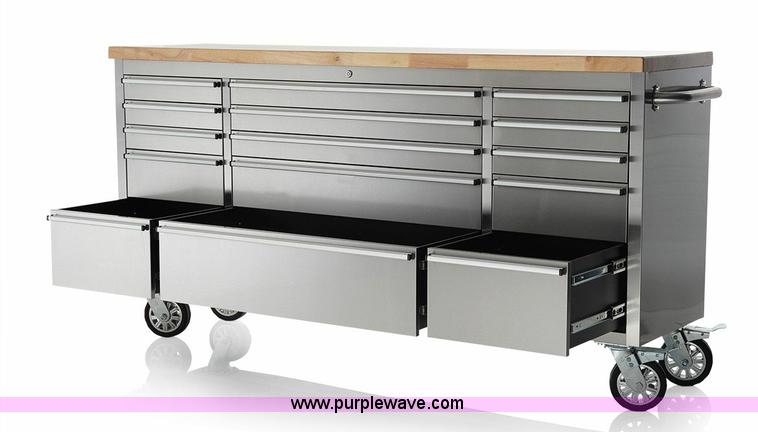 image for item G1401 15 drawer stainless steel tool bench