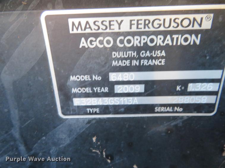 image for item BU9992 2009 Massey-Ferguson 6480 MFWD tractor
