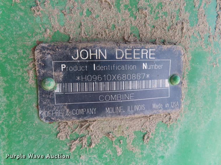 image for item DF1312 1999 John Deere 9610 RWA combine