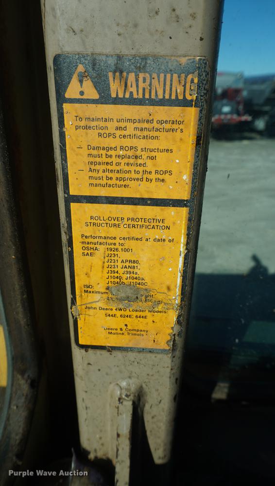 image for item DF1724 1989 John Deere 544E wheel loader