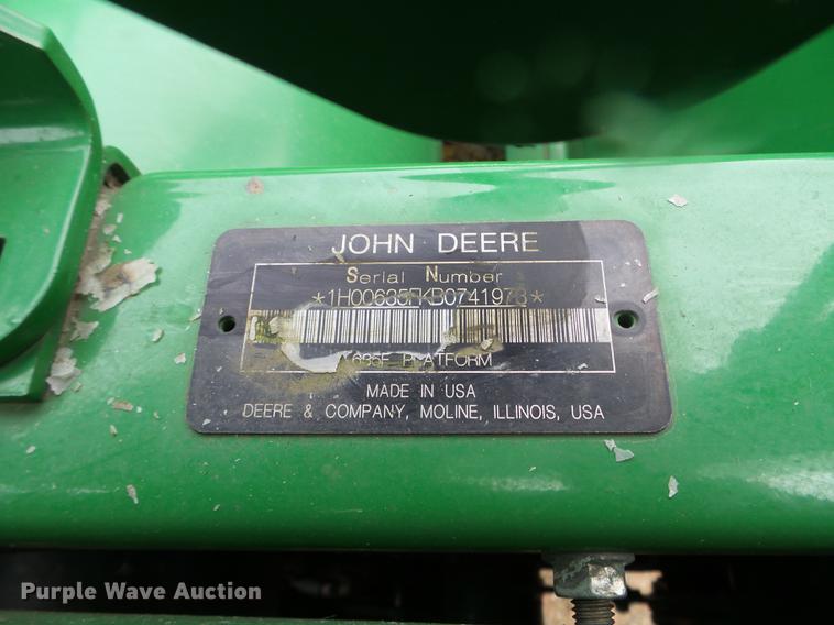 image for item DX9728 2011 John Deere 635F flex head and trailer