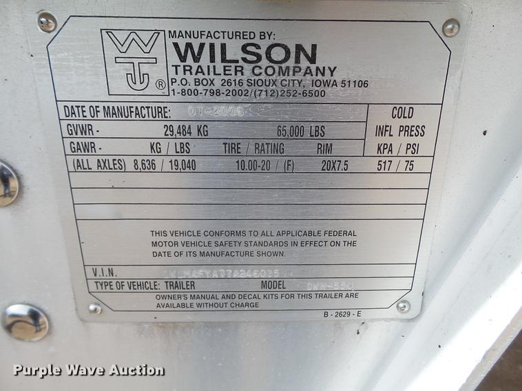 image for item EI9692 2007 Wilson DWH-550 double hopper bottom grain trailer