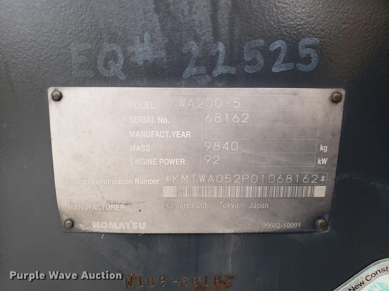 image for item AN9483 2006 Komatsu WA200-5 wheel loader