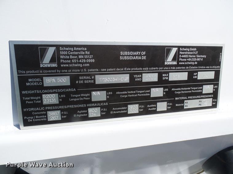 image for item DB2087 2002 Schwing BPA500 concrete pump