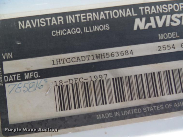 image for item DB2117 1998 International 2554 vacuum truck