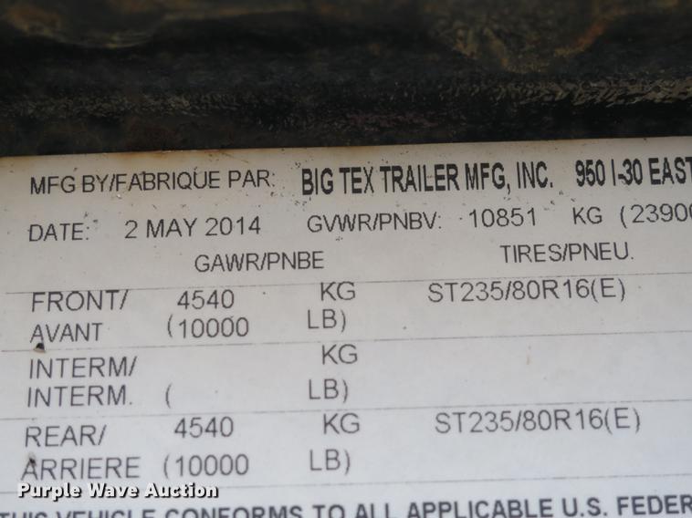image for item DB8928 2014 Big Tex 22GN equipment trailer
