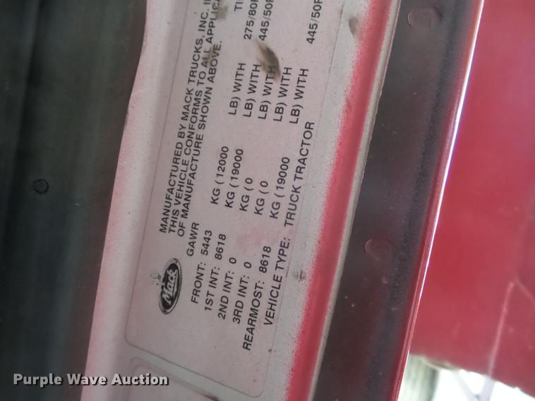 image for item DD2404 2011 Mack CXU613 dump truck