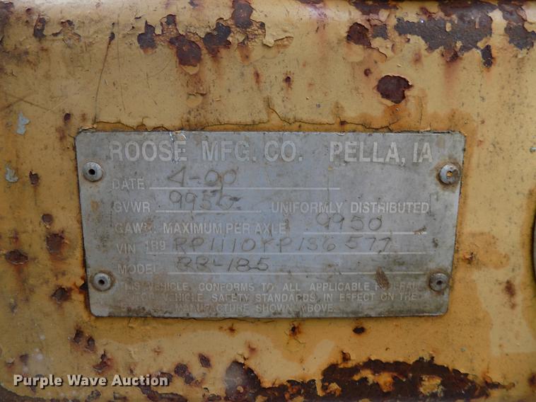 image for item DD3557 2000 Roose Manufacturing Company RR-185 reel trailer