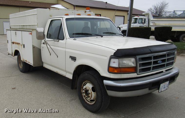 image for item DD3934 1997 Ford F350 Super Duty utility bed pickup truck